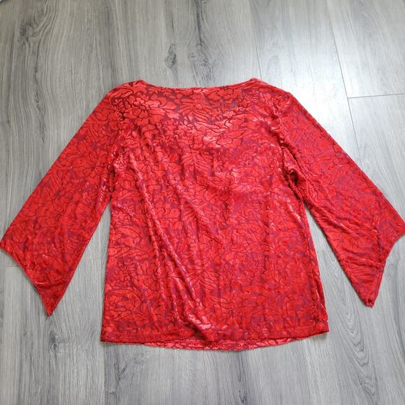 Y2K Whimsygoth Womens 2XL Red Burnout Velvet Floral Drape Romantic Vampire - Picture 2 of 7